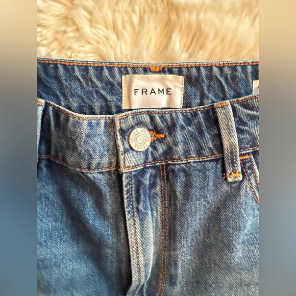 Frame Denim Rolled Hem Jean Shorts - Dark Blue - Picture 6 of 10
